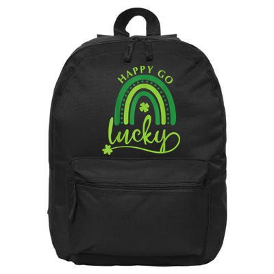 Happy Go Lucky Rainbow Shamrock St Patrick's Day 16 in Basic Backpack