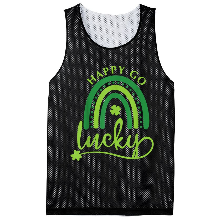 Happy Go Lucky Rainbow Shamrock St Patrick's Day Mesh Reversible Basketball Jersey Tank