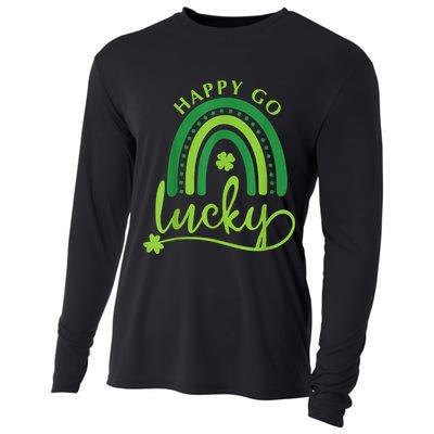 Happy Go Lucky Rainbow Shamrock St Patrick's Day Cooling Performance Long Sleeve Crew