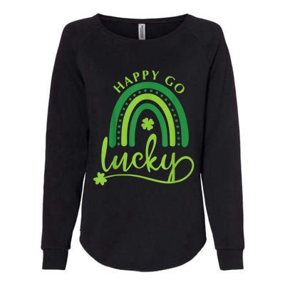 Happy Go Lucky Rainbow Shamrock St Patrick's Day Womens California Wash Sweatshirt