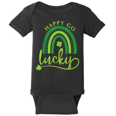 Happy Go Lucky Rainbow Shamrock St Patrick's Day Baby Bodysuit