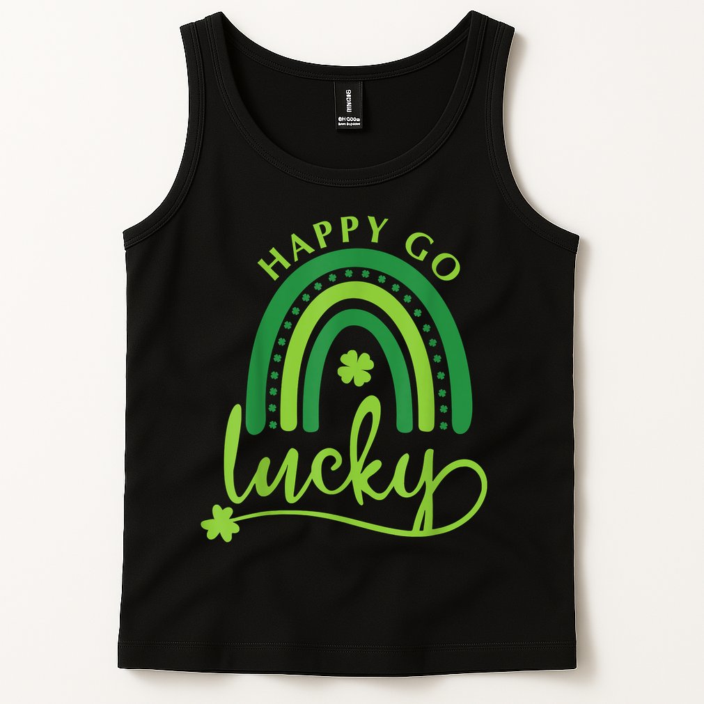 Happy Go Lucky Rainbow Shamrock St Patrick's Day Tank Top