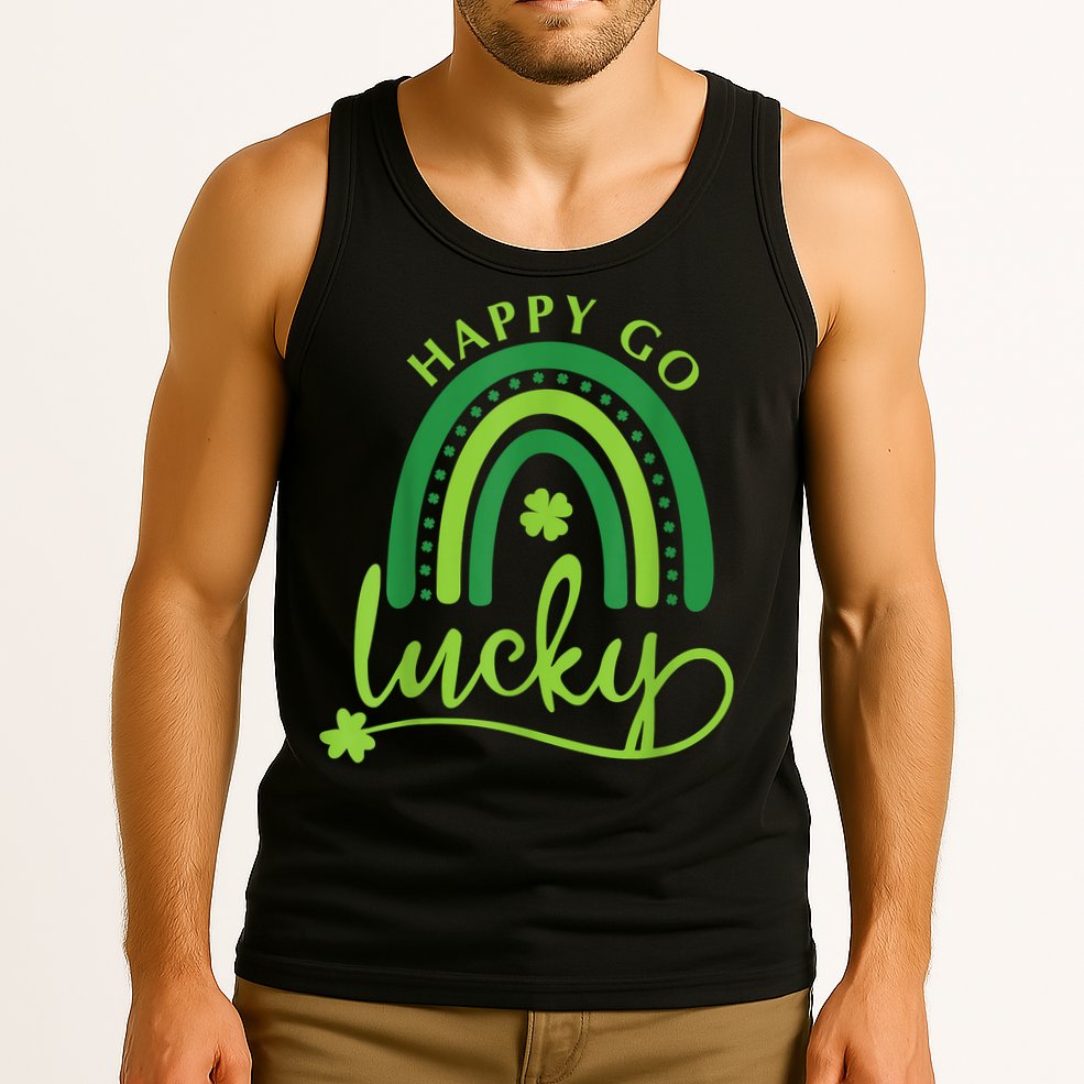 Happy Go Lucky Rainbow Shamrock St Patrick's Day Tank Top