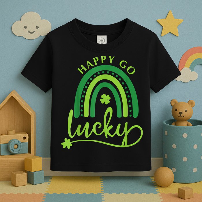 Happy Go Lucky Rainbow Shamrock St Patrick's Day Toddler T-Shirt