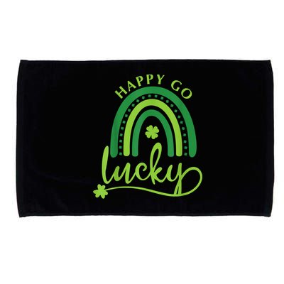 Happy Go Lucky Rainbow Shamrock St Patrick's Day Microfiber Hand Towel