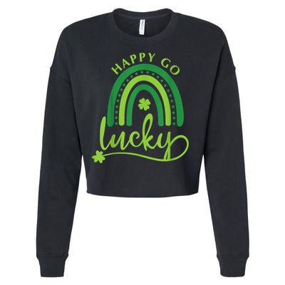 Happy Go Lucky Rainbow Shamrock St Patrick's Day Cropped Pullover Crew