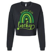 Happy Go Lucky Rainbow Shamrock St Patrick's Day Cropped Pullover Crew