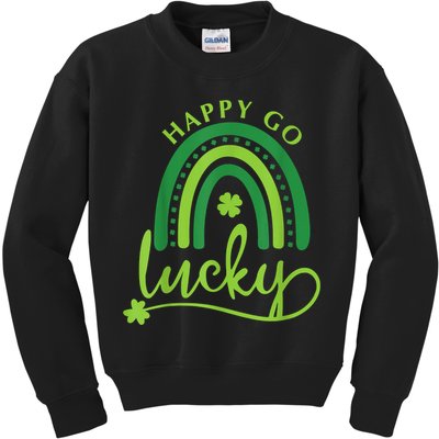 Happy Go Lucky Rainbow Shamrock St Patrick's Day Kids Sweatshirt