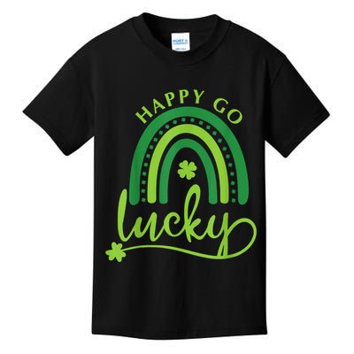Happy Go Lucky Rainbow Shamrock St Patrick's Day Kids T-Shirt