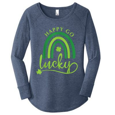 Happy Go Lucky Rainbow Shamrock St Patrick's Day Women's Perfect Tri Tunic Long Sleeve Shirt