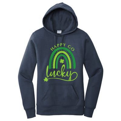 Happy Go Lucky Rainbow Shamrock St Patrick's Day Women's Pullover Hoodie