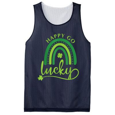 Happy Go Lucky Rainbow Shamrock St Patrick's Day Mesh Reversible Basketball Jersey Tank