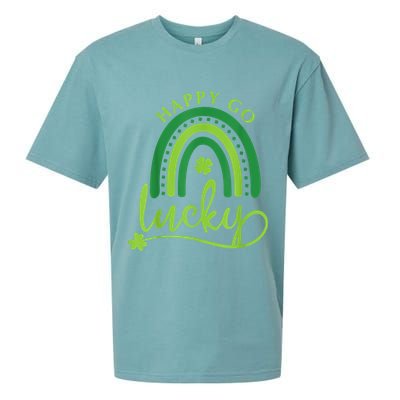 Happy Go Lucky Rainbow Shamrock St Patrick's Day Sueded Cloud Jersey T-Shirt