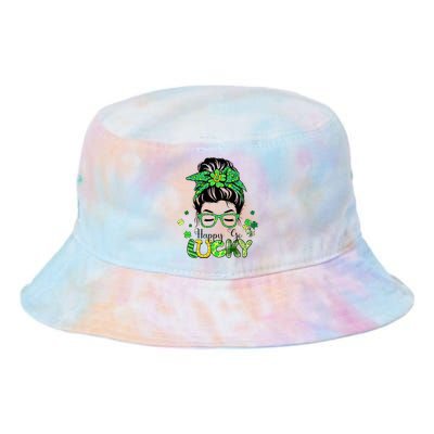 Happy Go Lucky Messy Bun Shamrock St Patricks Day   Tie Dye Newport Bucket Hat