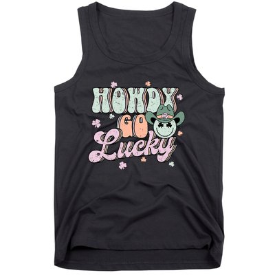 Howdy Go Lucky Happy St Patricks Day Cowboy Irish Shamrock Tank Top