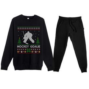 Hockey Goaltender Lover Ugly Hockey Goaltender Christmas Funny Gift Premium Crewneck Sweatsuit Set