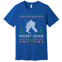 Hockey Goaltender Lover Ugly Hockey Goaltender Christmas Funny Gift Premium T-Shirt