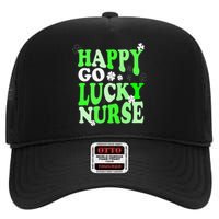 Happy Go Lucky Nurse St Patricks Day High Crown Mesh Back Trucker Hat