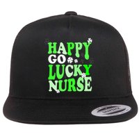 Happy Go Lucky Nurse St Patricks Day Flat Bill Trucker Hat