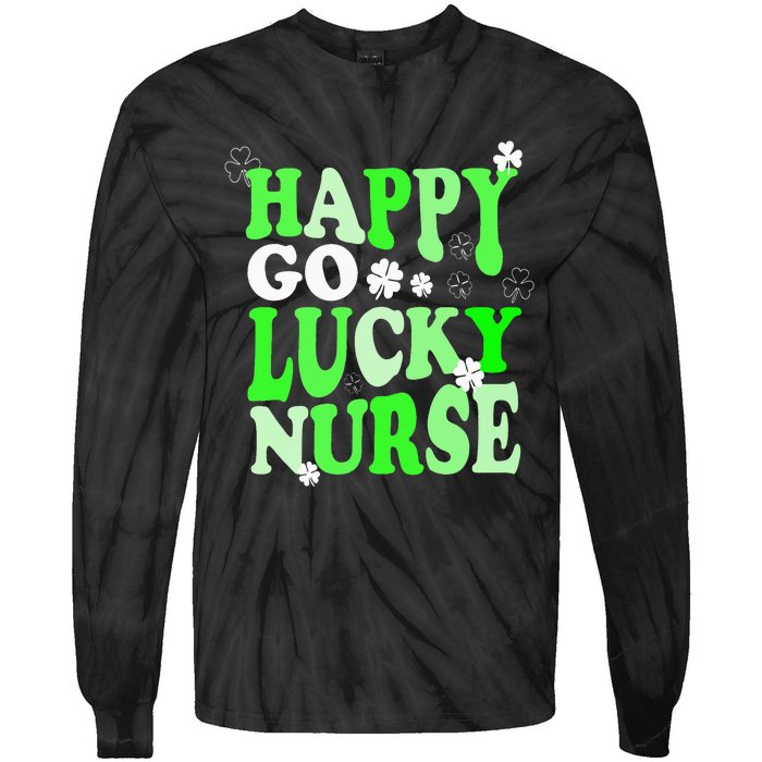 Happy Go Lucky Nurse St Patricks Day Tie-Dye Long Sleeve Shirt