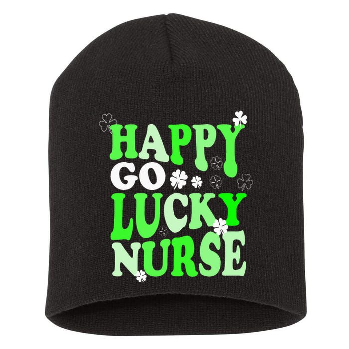 Happy Go Lucky Nurse St Patricks Day Short Acrylic Beanie