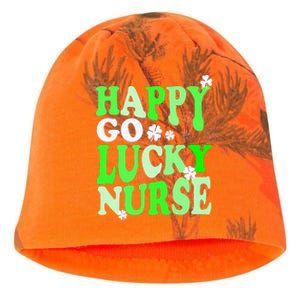 Happy Go Lucky Nurse St Patricks Day Kati - Camo Knit Beanie