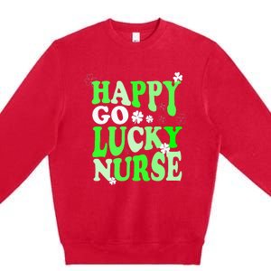 Happy Go Lucky Nurse St Patricks Day Premium Crewneck Sweatshirt