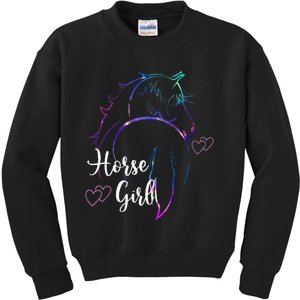 Horse Girl Love Horses Riding Horseback Riding Kids Women Kids Sweatshirt