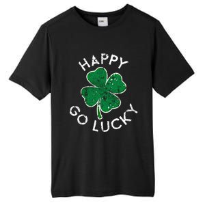 Happy Go Luck Lucky Clover St Patrick's Day Distress Great Gift Tall Fusion ChromaSoft Performance T-Shirt