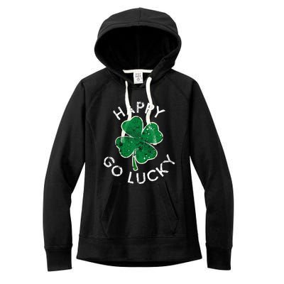 Happy Go Luck Lucky Clover St Patrick's Day Distress Great Gift Women's Fleece Hoodie