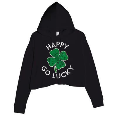 Happy Go Luck Lucky Clover St Patrick's Day Distress Great Gift Crop Fleece Hoodie