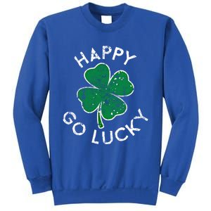 Happy Go Luck Lucky Clover St Patrick's Day Distress Great Gift Sweatshirt