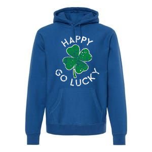 Happy Go Luck Lucky Clover St Patrick's Day Distress Great Gift Premium Hoodie