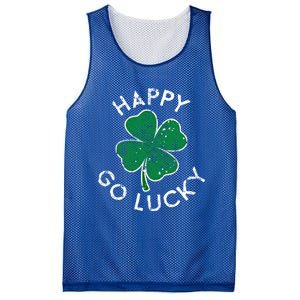 Happy Go Luck Lucky Clover St Patrick's Day Distress Great Gift Mesh Reversible Basketball Jersey Tank