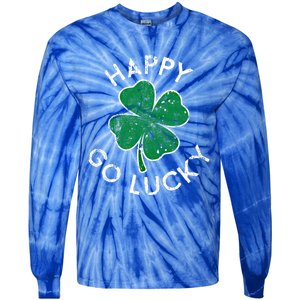 Happy Go Luck Lucky Clover St Patrick's Day Distress Great Gift Tie-Dye Long Sleeve Shirt