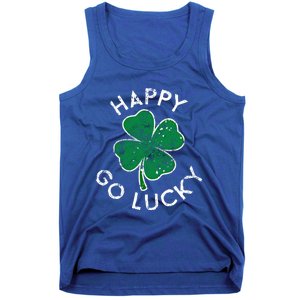 Happy Go Luck Lucky Clover St Patrick's Day Distress Great Gift Tank Top