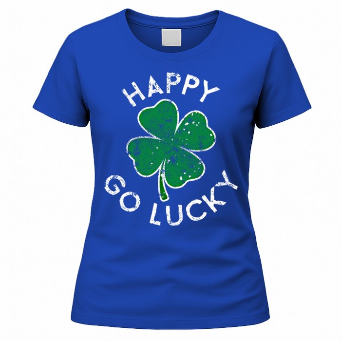 Happy Go Luck Lucky Clover St Patrick's Day Distress Great Gift Women's T-Shirt