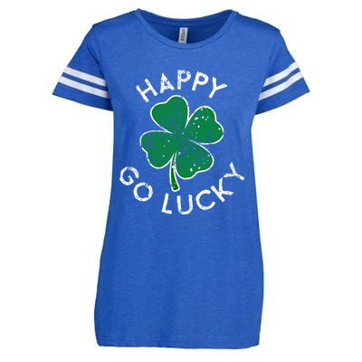 Happy Go Luck Lucky Clover St Patrick's Day Distress Great Gift Enza Ladies Jersey Football T-Shirt