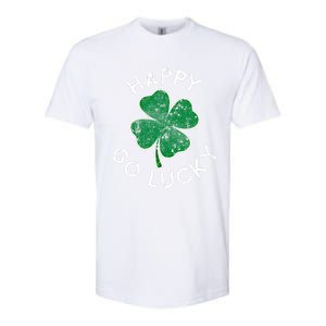 Happy Go Luck Lucky Clover St Patrick's Day Distress Great Gift Softstyle CVC T-Shirt