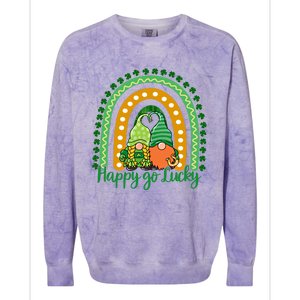 Happy Go Lucky Gnomes St Patrick's Day Gift Colorblast Crewneck Sweatshirt