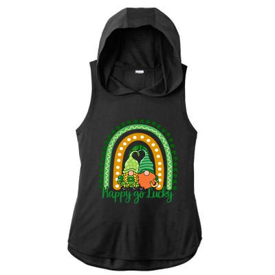 Happy Go Lucky Gnomes St Patrick's Day Gift Ladies PosiCharge Tri-Blend Wicking Draft Hoodie Tank