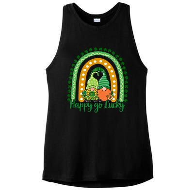 Happy Go Lucky Gnomes St Patrick's Day Gift Ladies PosiCharge Tri-Blend Wicking Tank