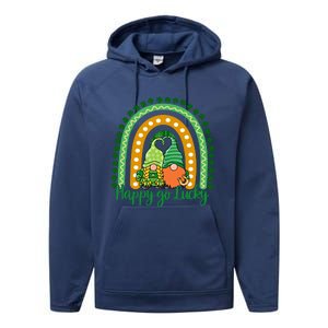 Happy Go Lucky Gnomes St Patrick's Day Gift Performance Fleece Hoodie