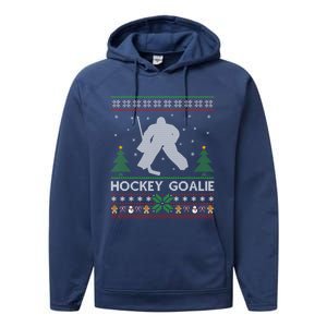 Hockey Goaltender Lover Ugly Hockey Goaltender Christmas Funny Gift Performance Fleece Hoodie