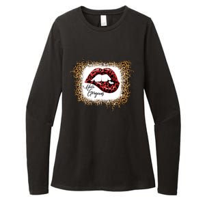 Hello Gorgeous Leopard Big Red Lips Heart Valentines Day Funny Gift Womens CVC Long Sleeve Shirt