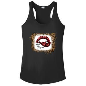 Hello Gorgeous Leopard Big Red Lips Heart Valentines Day Funny Gift Ladies PosiCharge Competitor Racerback Tank