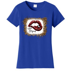 Hello Gorgeous Leopard Big Red Lips Heart Valentines Day Funny Gift Women's T-Shirt