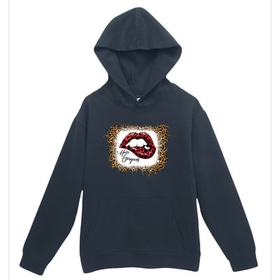 Hello Gorgeous Leopard Big Red Lips Heart Valentines Day Funny Gift Urban Pullover Hoodie