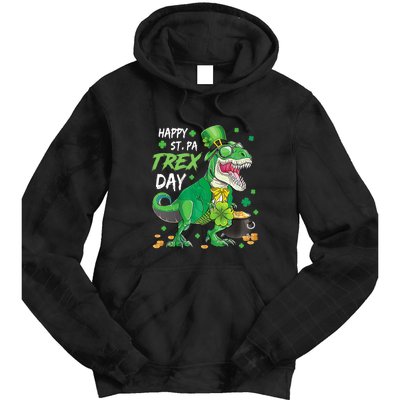 Happy Pat Rex Day Dinosaur T Rex St Patrick's Day Boys Kids Tie Dye Hoodie