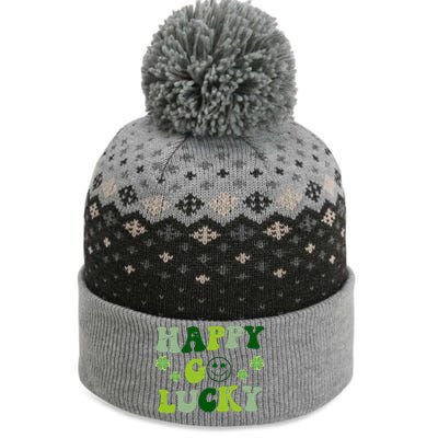 Happy Go Lucky Retro Hippie St Patrick's Day The Baniff Cuffed Pom Beanie